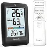 Newentor MAX MIN Thermometer innen außen 24/48 Std./alle Zeiten - Hygrometer Luftfeuchtigkeitsmesser mit Luftkomfort - Wetterstation Funk mit Außensensor - Raumthermometer mit Beleuchtung