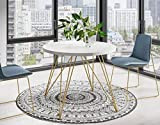 WFL GROUP Runder Ausziehbarer Weiß Esstisch - Loft Style Tisch mit Metallbeinen - 100 bis 180 cm - Industrieller Quadratischer Tisch für Wohnzimmer - Spacesaver - Golden - 100 cm