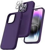 TOCOL 5-in-1 iPhone 14 Pro Max Hülle mit 2 Stück Schutzfolie + 2 Stück Kameraschutz, Flüssig Silikon Handyhülle