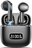 Bluetooth Kopfhörer,Godyse Kopfhörer Kabellos Bluetooth 5.3 LED Anzeige 42 std Spielzeit mit 4 Mikrofon ENC Anruf Noise Cancelling HIFI Stereo IPX6 Wasserdicht Bluetooth Kopfhörer für iOS Android Grau