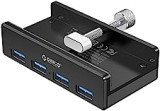 ORICO USB Hub Clip-Typ, 4 Port USB 3.0 Hub 5 Gbps Super Speed Mini Aluminum Datenhub Mit 150cm Kabel（A to A,Weiß） für Monitoren、 Schreibtischen （Ohne Netzteilanschluss）
