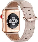 WFEAGL Kompatibel für Apple Watch Armband 40mm 41mm 38mm 44mm 45mm 49mm 42mm,Lederband Ersatzband für Herren Damen Kompatibel für iWatch Series 9/8/7/6/5/4/3/2/1,SE(Rosé Gold)