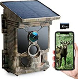 Solar Wildkamera 4K 30fps, CEYOMUR WiFi Bluetooth 40MP Jagdkamera, 120° Erfassungs Winkel Bewegungsmelder Nachtsicht IP66 Wasserdicht für Wildtier Überwachung mit U3 32GB Micro SD-Karte