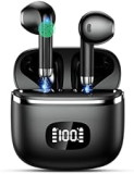 POMUIC Bluetooth Kopfhörer, 2023, Kabellos Bluetooth 5.3 mit HD Mikrofon, 40 Std Spielzeit mit LED Anzeige, Deep Bass In Ear, IP7 Wasserdicht Ohrhörer für Arbeit Studium Rose Gold