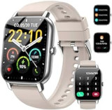 Smartwatch mit Telefonfunktion, 1,85" Touchscreen Smart Watch, 110+ Sportmodi Sportuhr, Fitnessuhr mit Herzfrequenz Schlafmonitor Schrittzähler, IP68 Wasserdicht Uhr, Message Reminder, für Android iOS