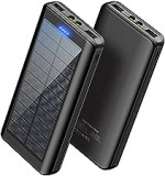 Solar Powerbank 30000mAh Externer Akku: Power Bank Mobiles Outdoor Tragbares Ladegerät mit 2 USB Ports & Taschenlampen Handy Akkupack für Smartphone | Tablets | Mehr