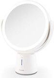 Auxmir Kosmetikspiegel LED Beleuchtet mit 1X/10X Vergrößerung, Doppelseitiger Makeup Schminkspiegel, Wiederaufladbar, 360° Schwenkbar